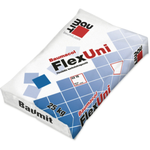 Baumit Flexuni 25 kilogrammos, szürke színű, fagyálló, flexibilis csempe- és járólapragasztó