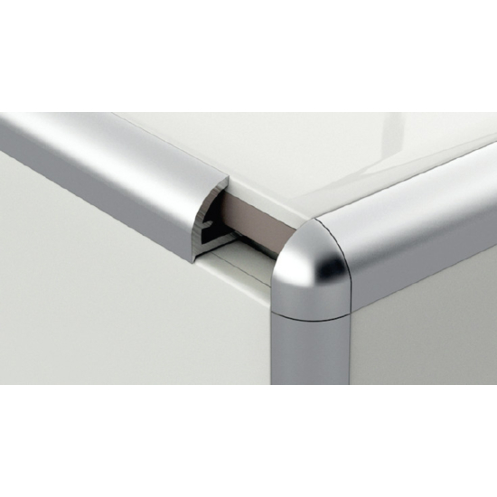 Profilplast alumínium élvédő, íves, 12.5 mm / 2.5m eloxált ezüst